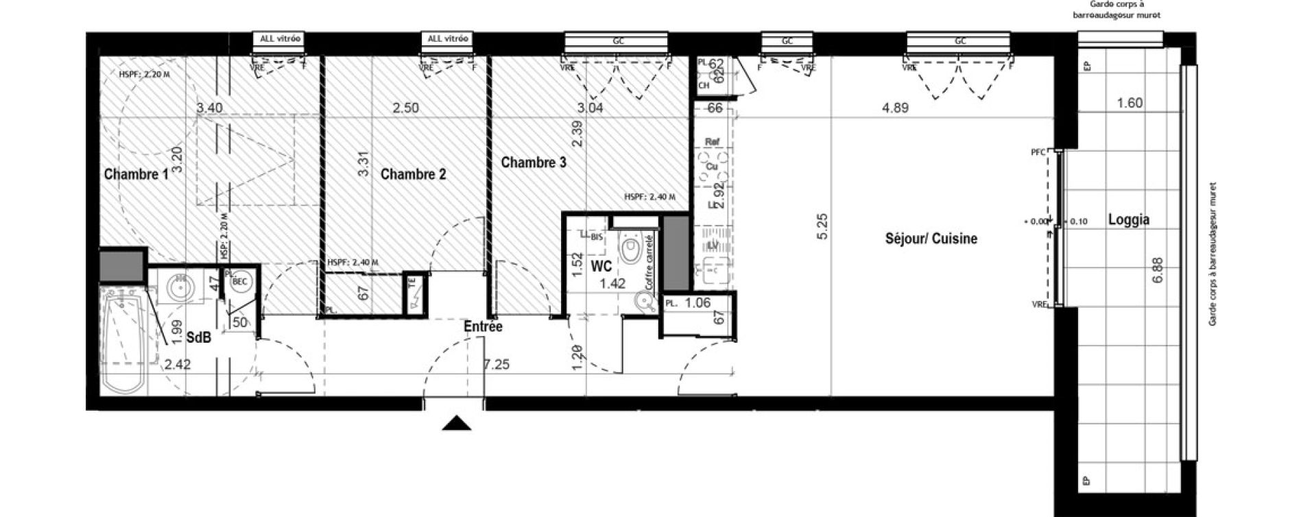 Appartement T4 de 73,74 m2 &agrave; Vitr&eacute; Centre