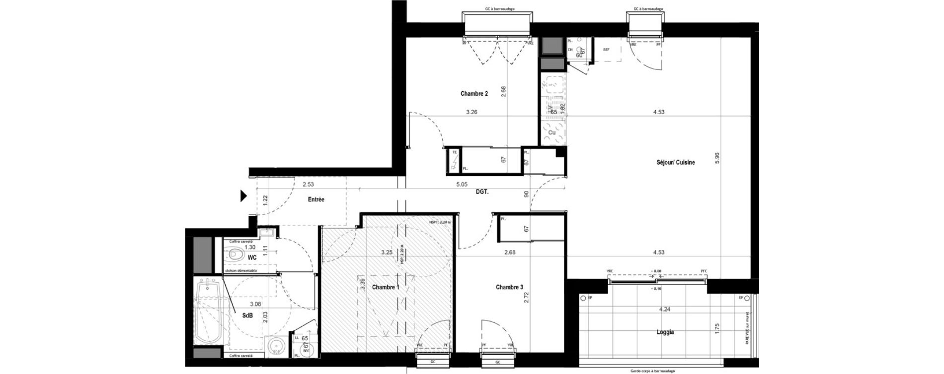 Appartement T4 de 74,89 m2 &agrave; Vitr&eacute; Centre