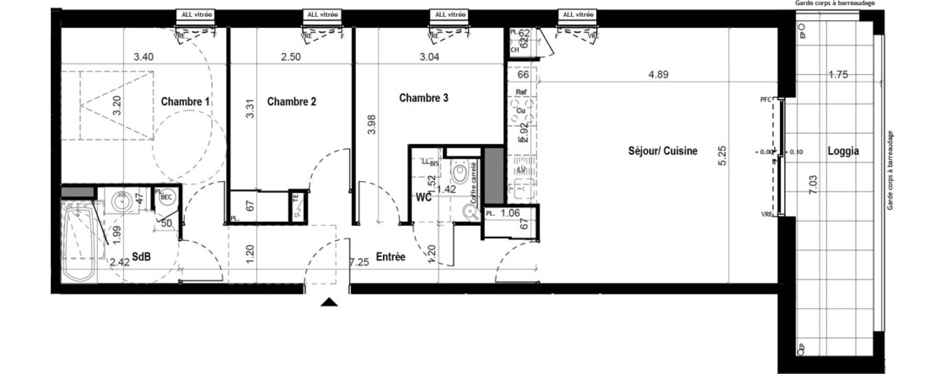 Appartement T4 de 73,94 m2 &agrave; Vitr&eacute; Centre