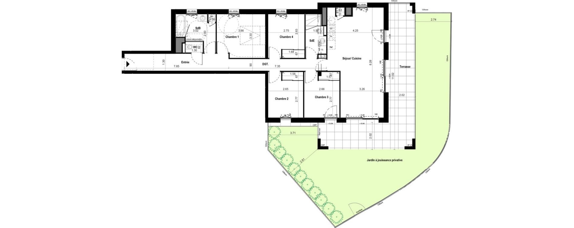 Appartement T5 de 99,01 m2 &agrave; Vitr&eacute; Centre