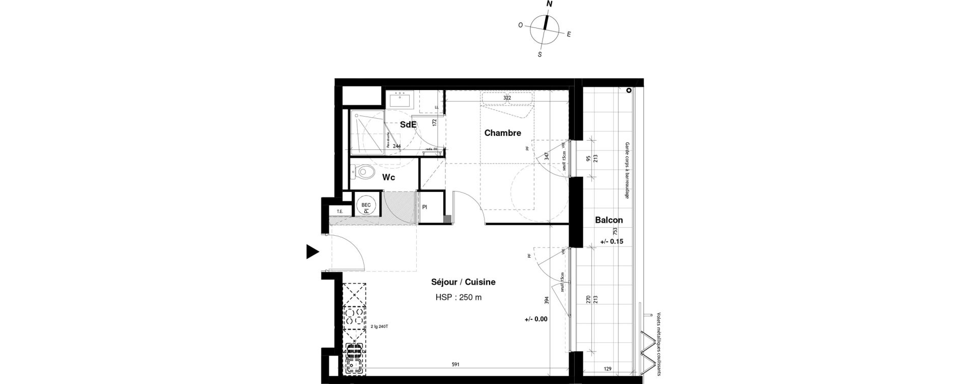 Appartement T2 de 42,64 m2 &agrave; Vitr&eacute; Champ de foire - la fleuriais
