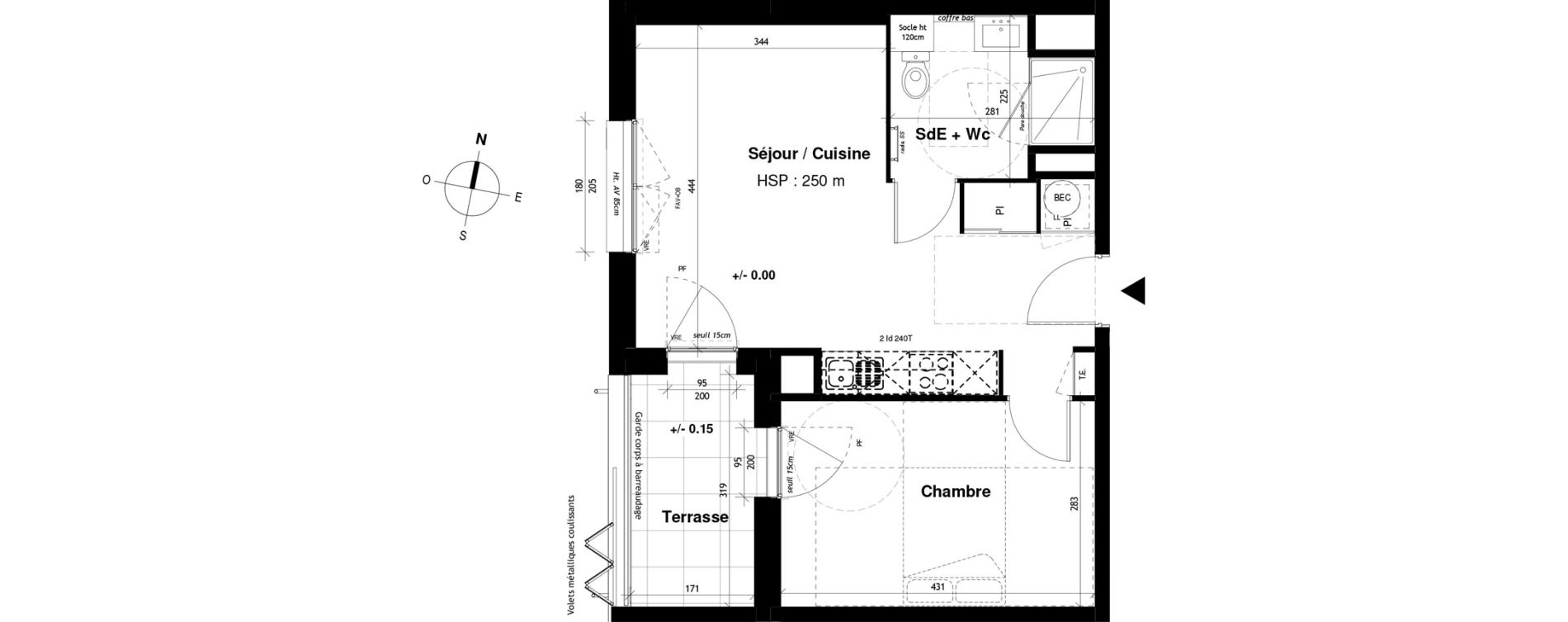 Appartement T2 de 41,53 m2 &agrave; Vitr&eacute; Champ de foire - la fleuriais