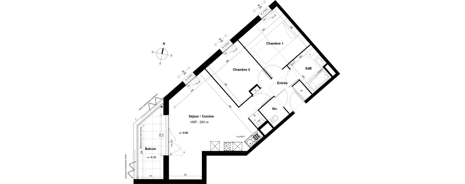 Appartement T3 de 63,01 m2 &agrave; Vitr&eacute; Champ de foire - la fleuriais