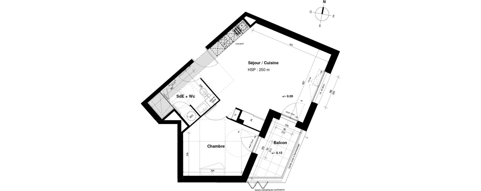 Appartement T2 de 46,54 m2 &agrave; Vitr&eacute; Champ de foire - la fleuriais