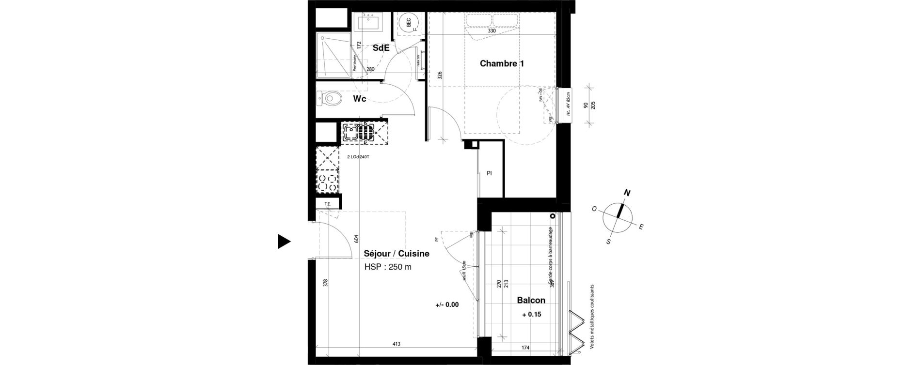 Appartement T2 de 44,18 m2 &agrave; Vitr&eacute; Champ de foire - la fleuriais