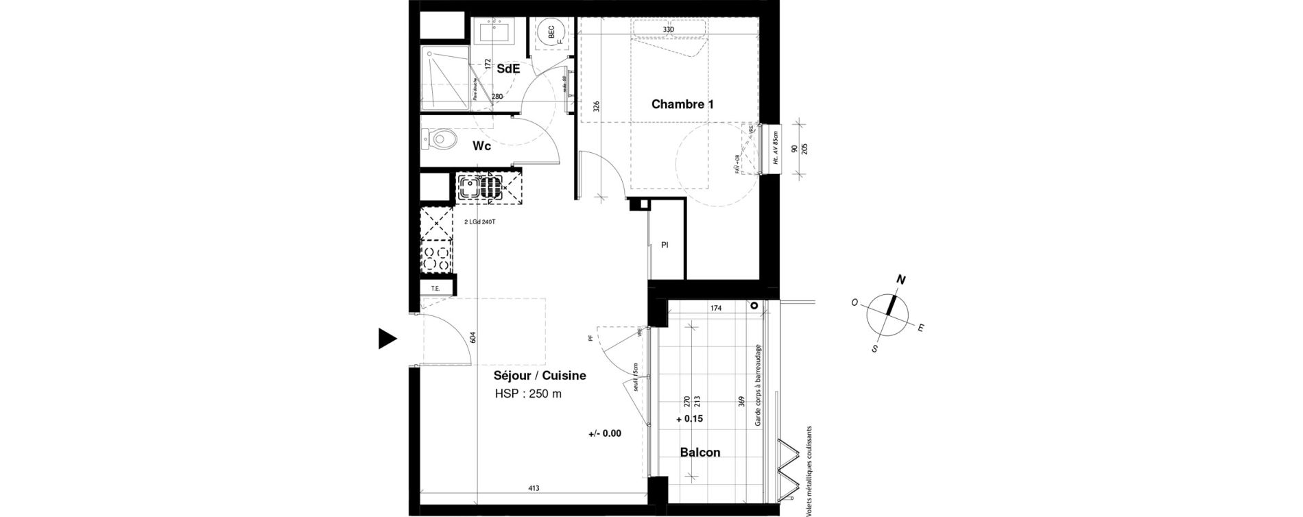 Appartement T2 de 44,19 m2 &agrave; Vitr&eacute; Champ de foire - la fleuriais