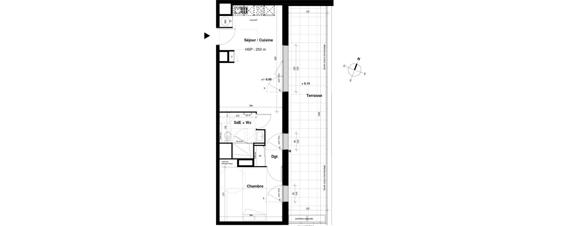 Appartement T2 de 43,29 m2 &agrave; Vitr&eacute; Champ de foire - la fleuriais