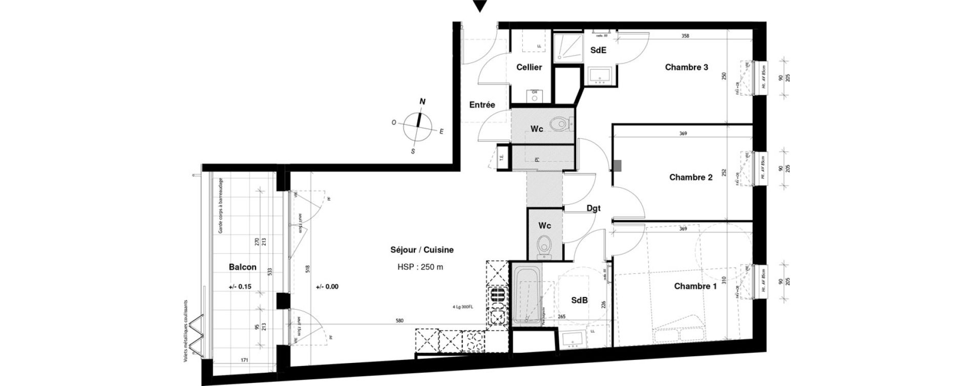 Appartement T4 de 83,99 m2 &agrave; Vitr&eacute; Champ de foire - la fleuriais