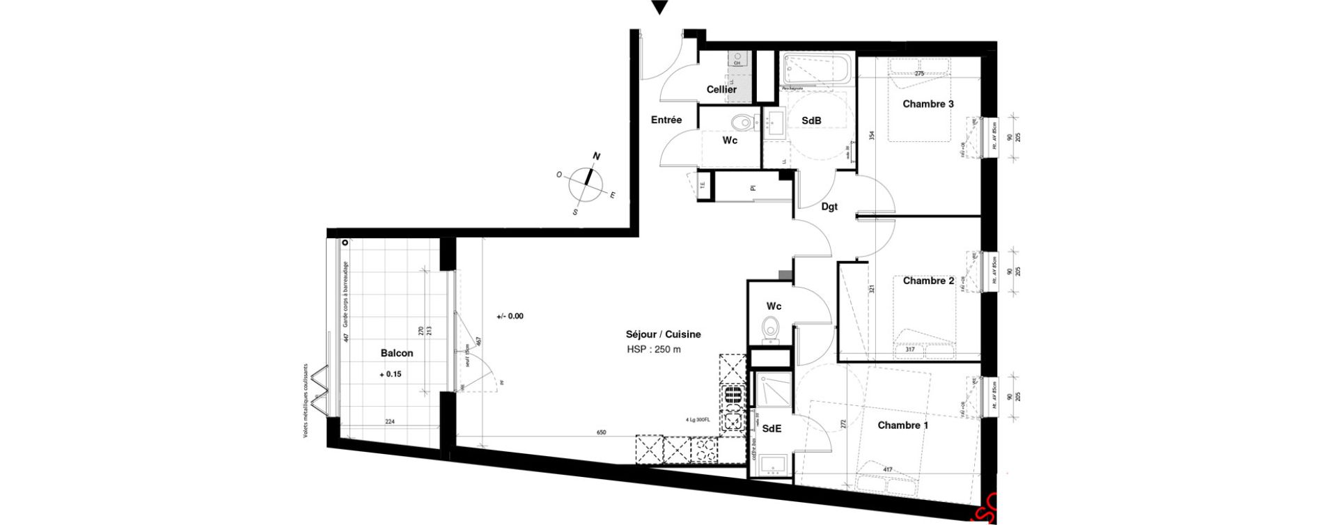 Appartement T4 de 90,42 m2 &agrave; Vitr&eacute; Champ de foire - la fleuriais