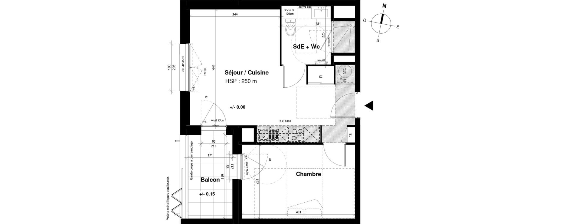 Appartement T2 de 41,53 m2 &agrave; Vitr&eacute; Champ de foire - la fleuriais