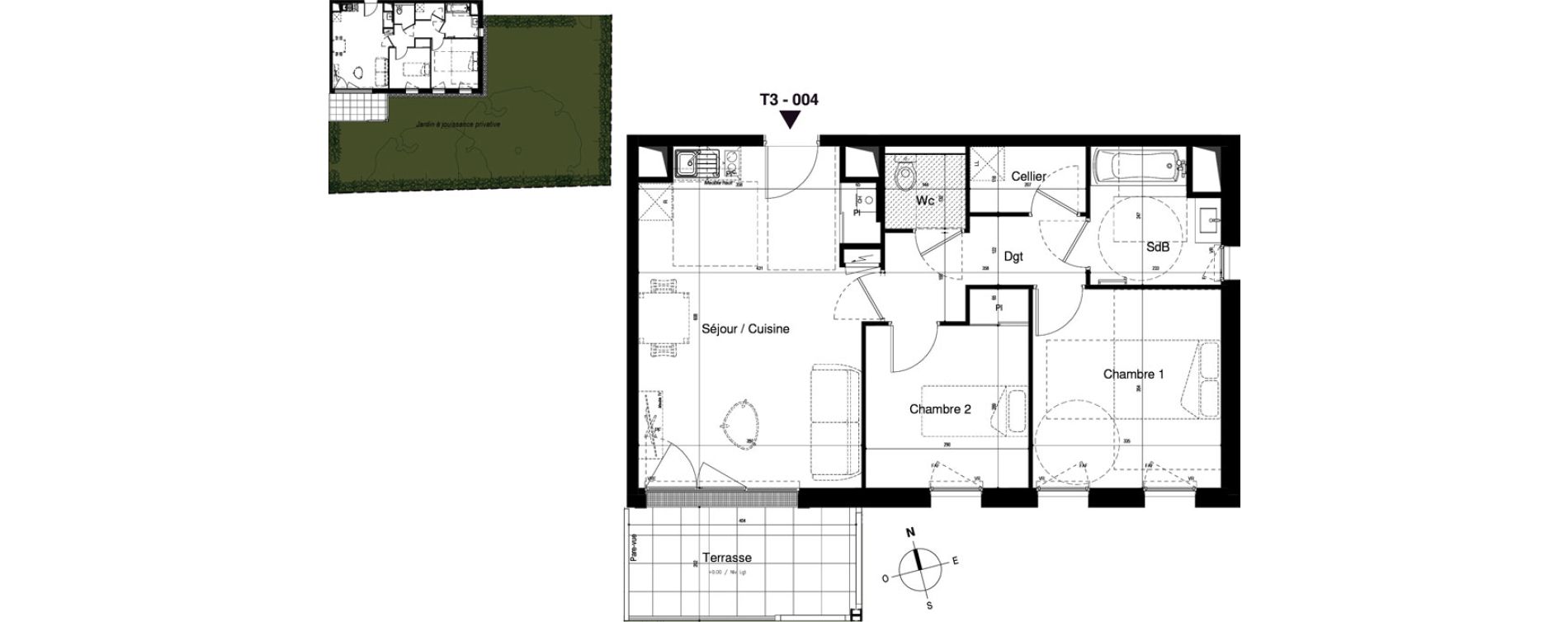 Appartement T3 de 59,28 m2 &agrave; Vitr&eacute; Centre