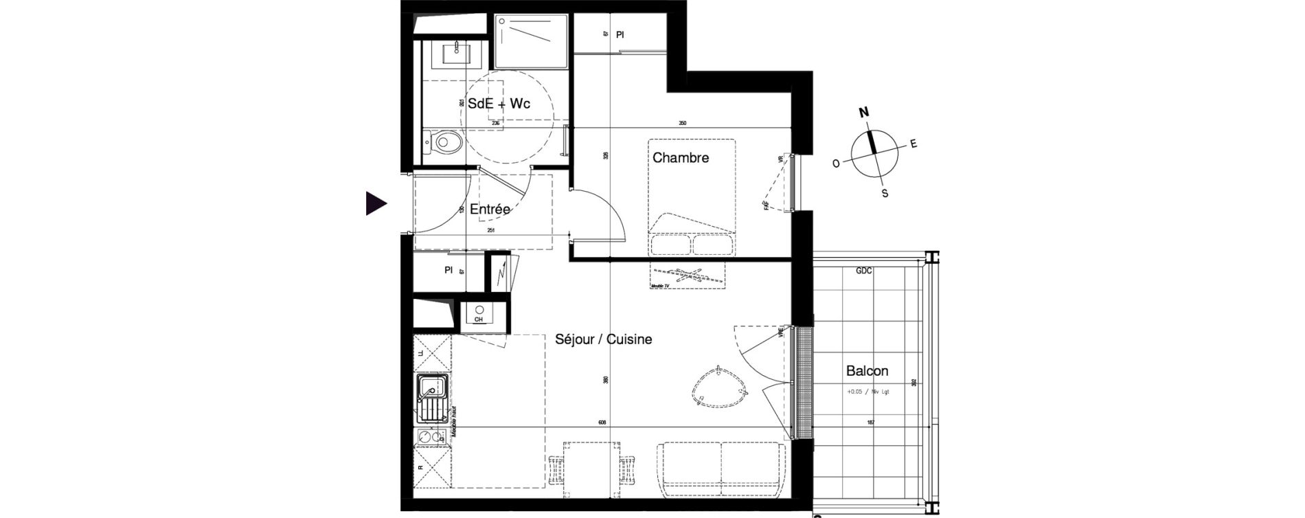 Appartement T2 de 42,32 m2 &agrave; Vitr&eacute; Centre