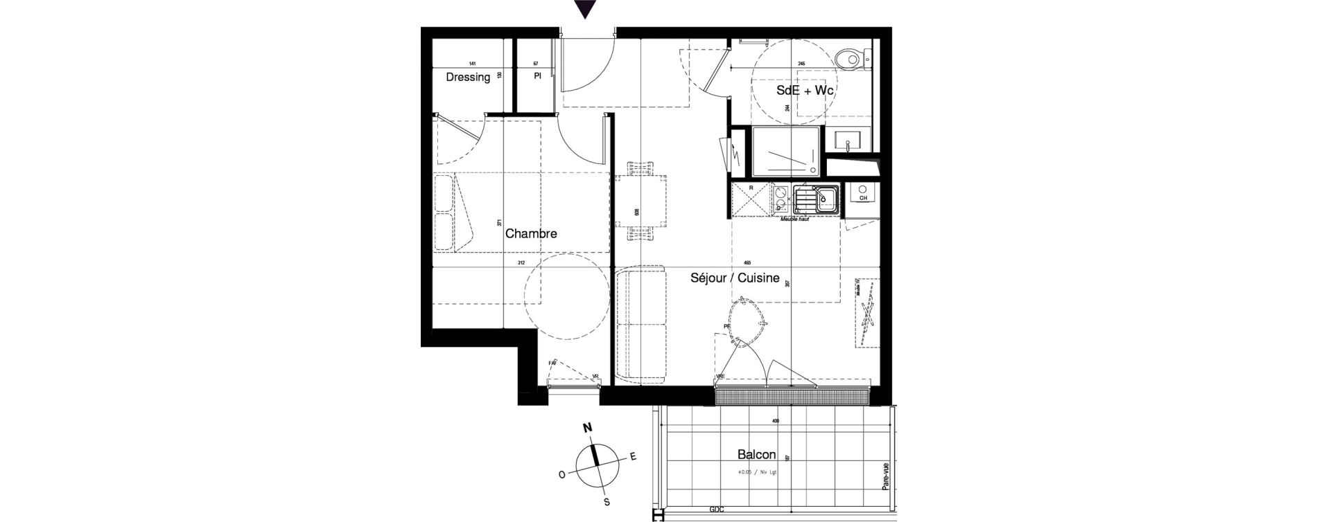 Appartement T2 de 43,63 m2 &agrave; Vitr&eacute; Centre