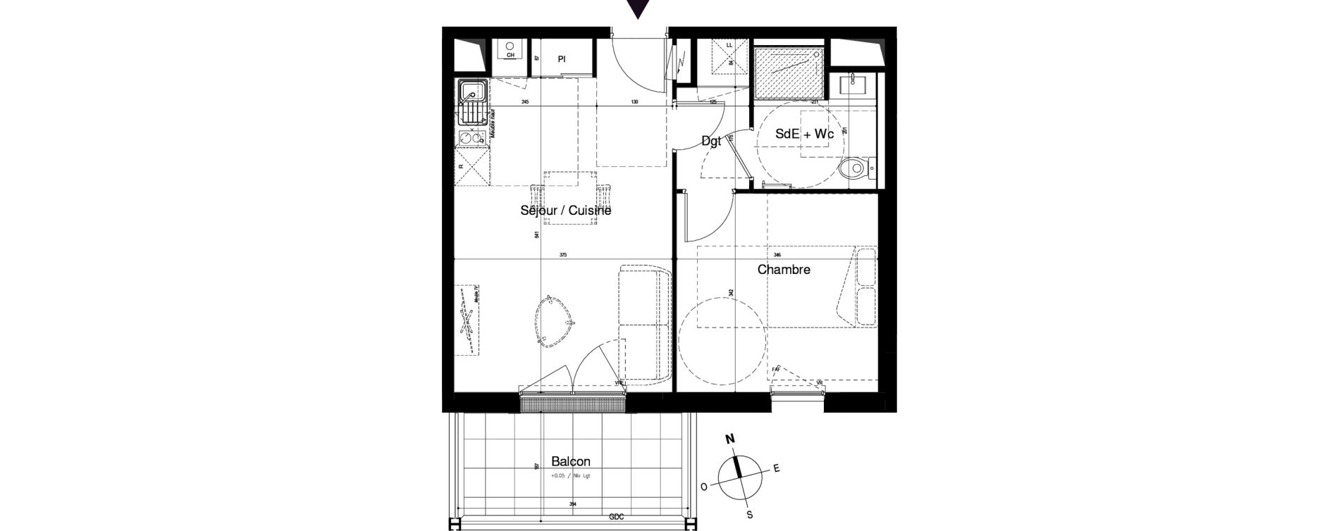 Appartement T2 de 41,78 m2 &agrave; Vitr&eacute; Centre