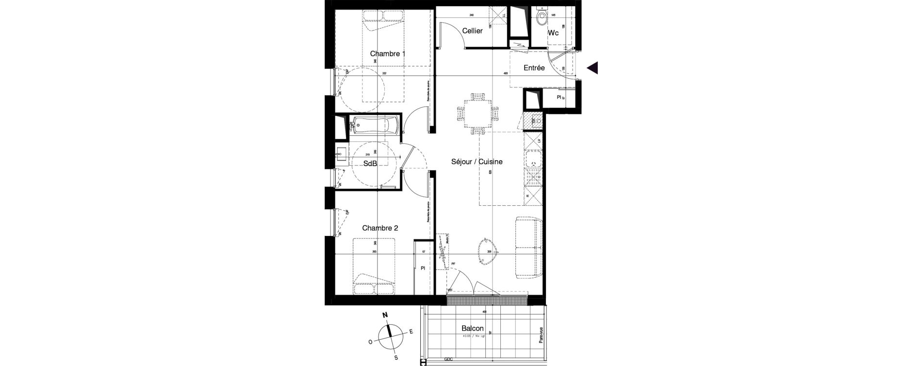 Appartement T3 de 67,29 m2 &agrave; Vitr&eacute; Centre