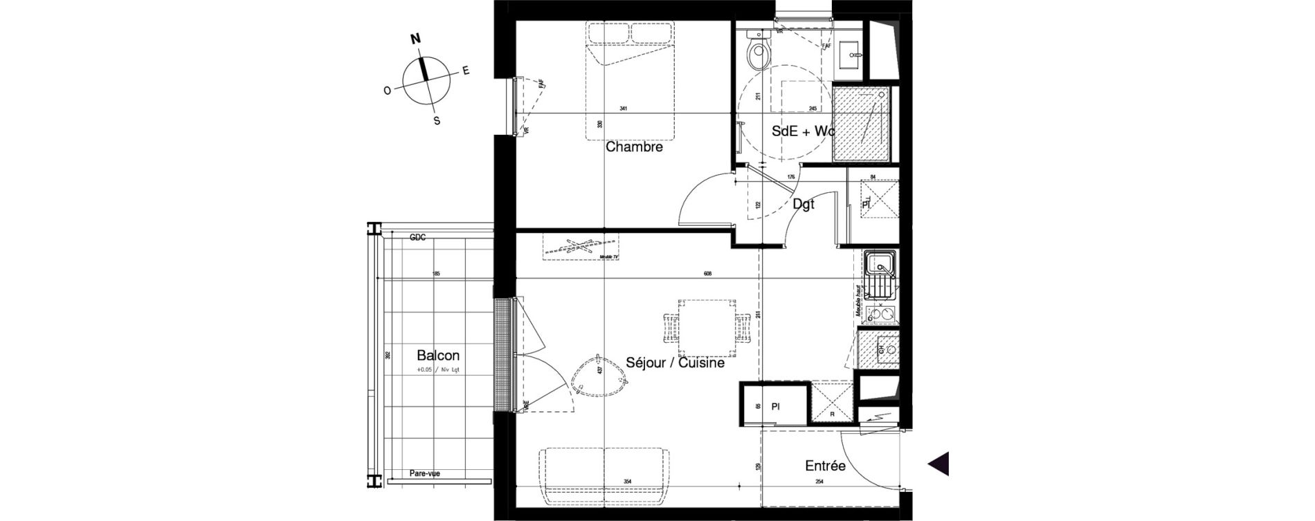 Appartement T2 de 44,14 m2 &agrave; Vitr&eacute; Centre