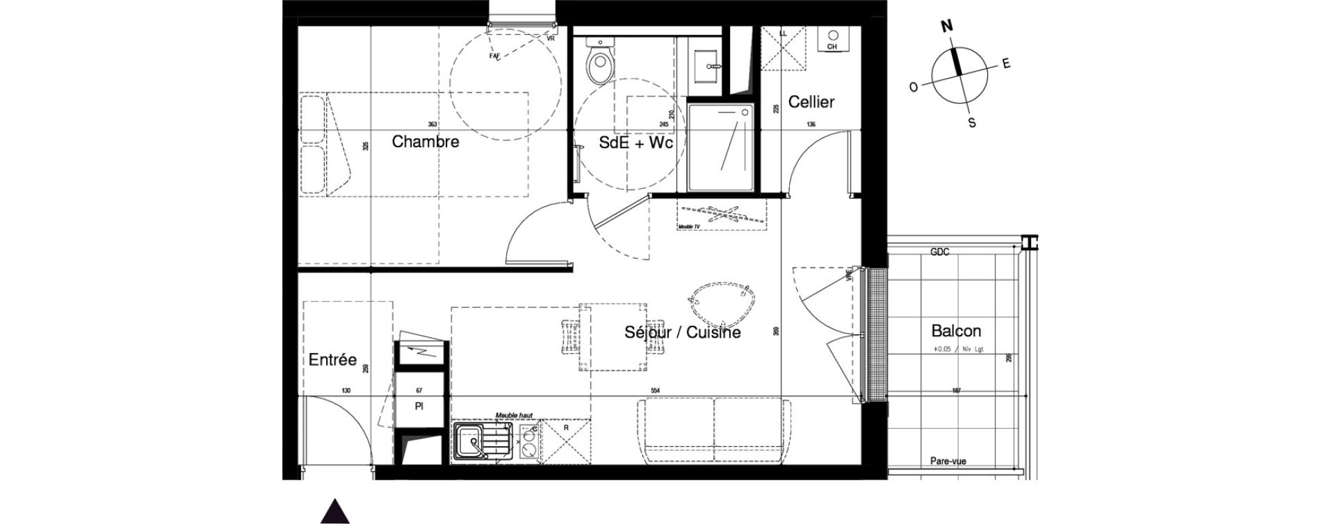 Appartement T2 de 42,36 m2 &agrave; Vitr&eacute; Centre