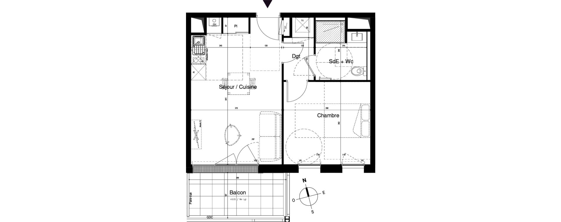 Appartement T2 de 42,15 m2 &agrave; Vitr&eacute; Centre