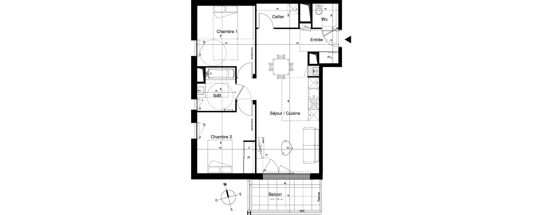 Appartement T3 de 67,29 m2 &agrave; Vitr&eacute; Centre