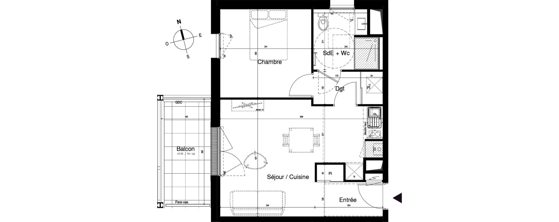 Appartement T2 de 44,14 m2 &agrave; Vitr&eacute; Centre