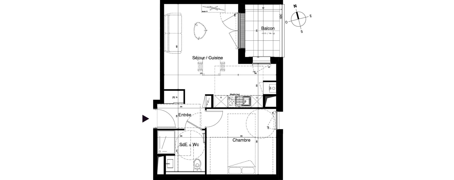 Appartement T2 de 42,89 m2 &agrave; Vitr&eacute; Centre