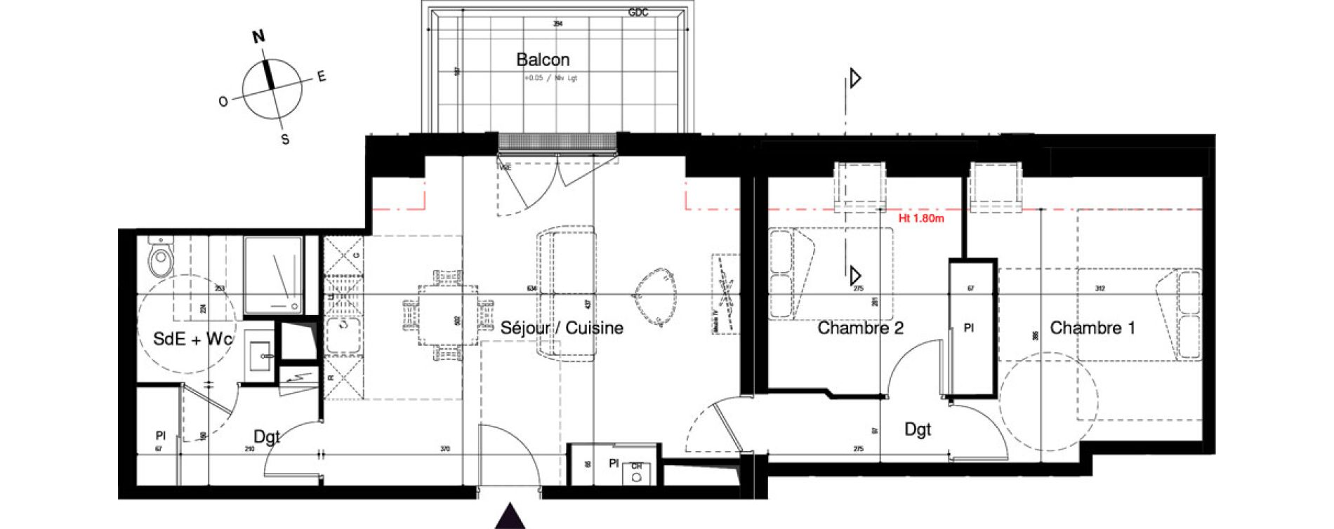 Appartement T3 de 62,82 m2 &agrave; Vitr&eacute; Centre