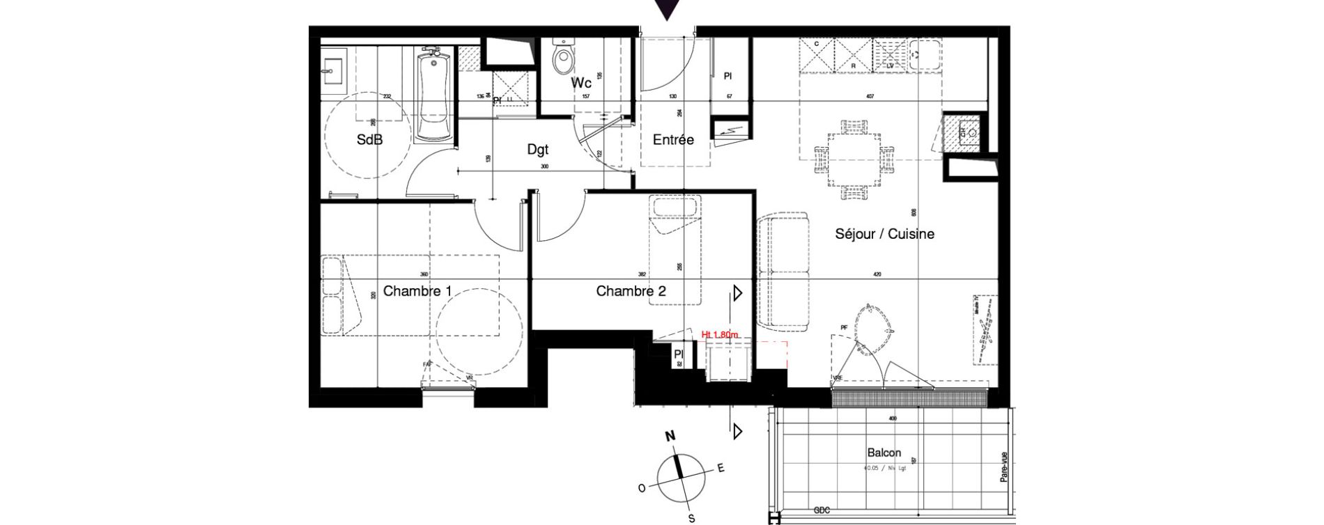 Appartement T3 de 63,52 m2 &agrave; Vitr&eacute; Centre