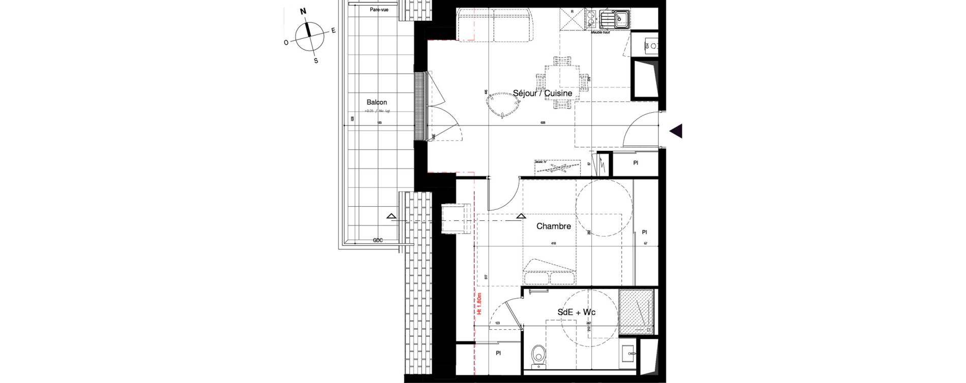 Appartement T2 de 48,00 m2 &agrave; Vitr&eacute; Centre