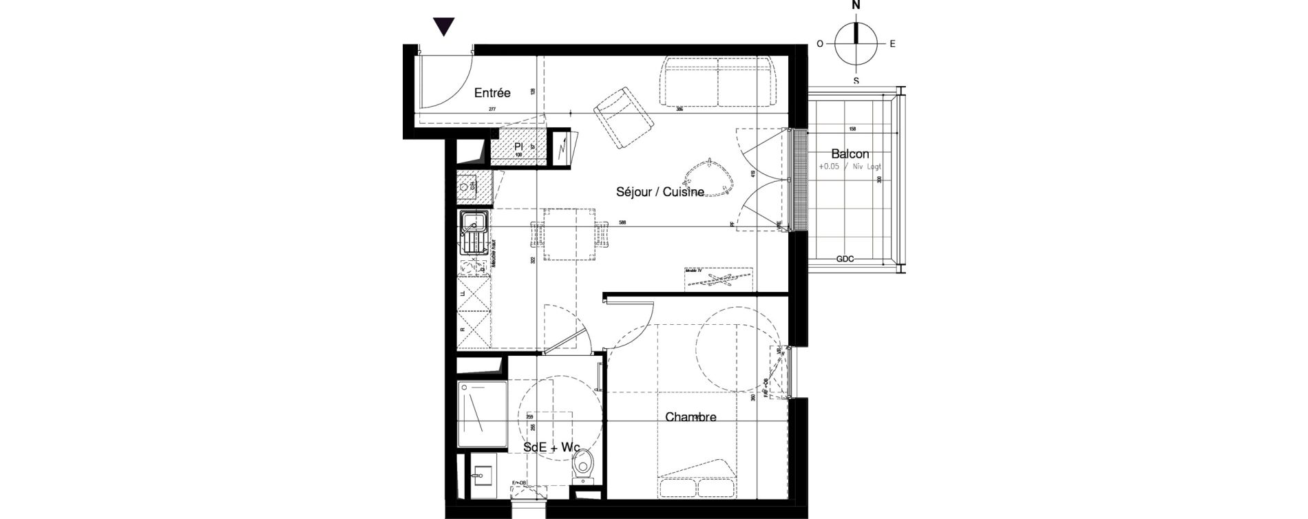 Appartement T2 de 44,84 m2 &agrave; Vitr&eacute; Centre