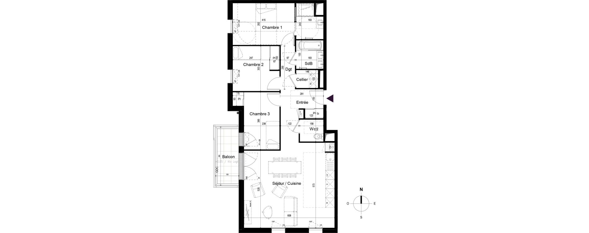 Appartement T4 de 86,33 m2 &agrave; Vitr&eacute; Centre