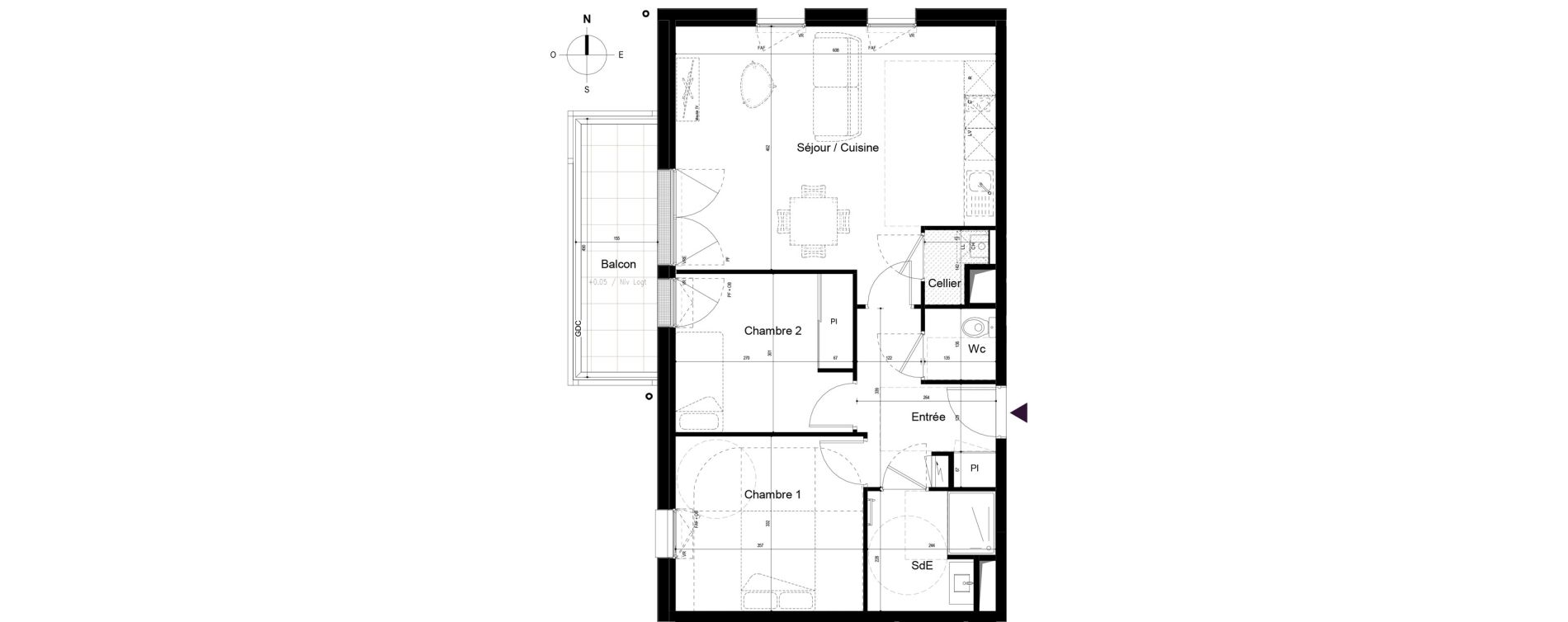 Appartement T3 de 64,38 m2 &agrave; Vitr&eacute; Centre