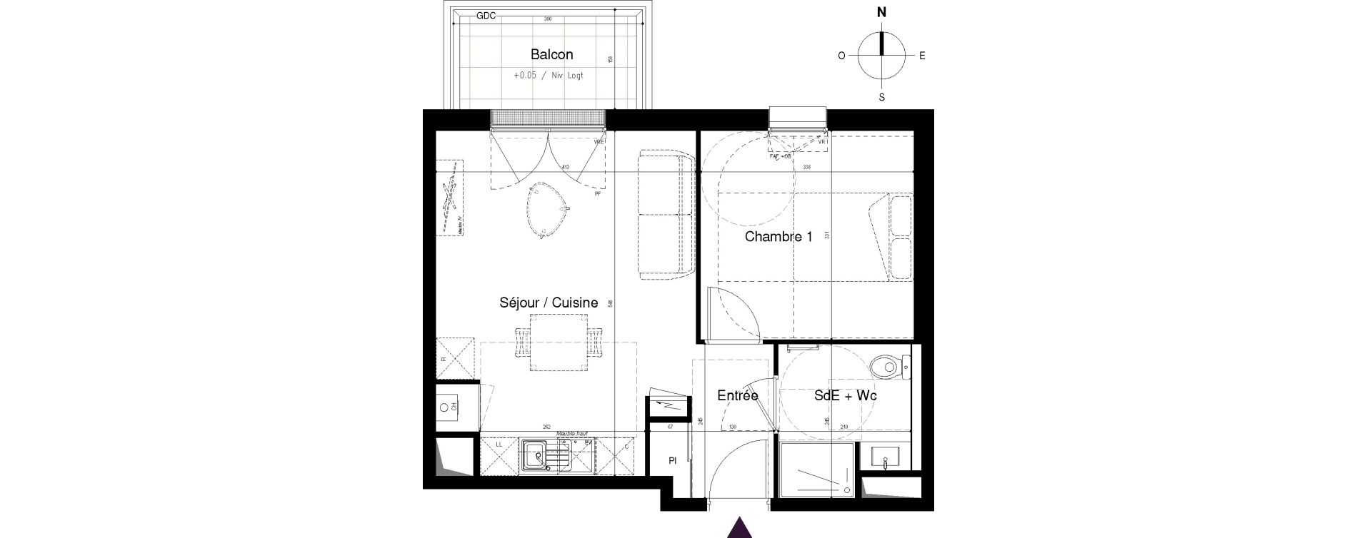 Appartement T2 de 40,78 m2 &agrave; Vitr&eacute; Centre