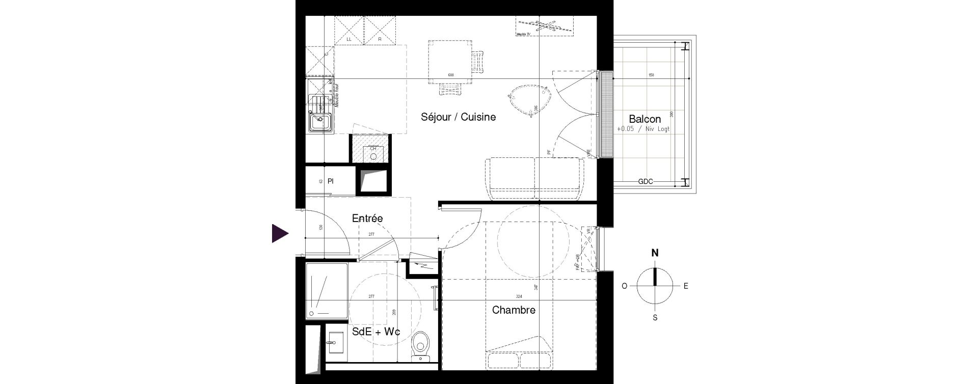 Appartement T2 de 42,53 m2 &agrave; Vitr&eacute; Centre