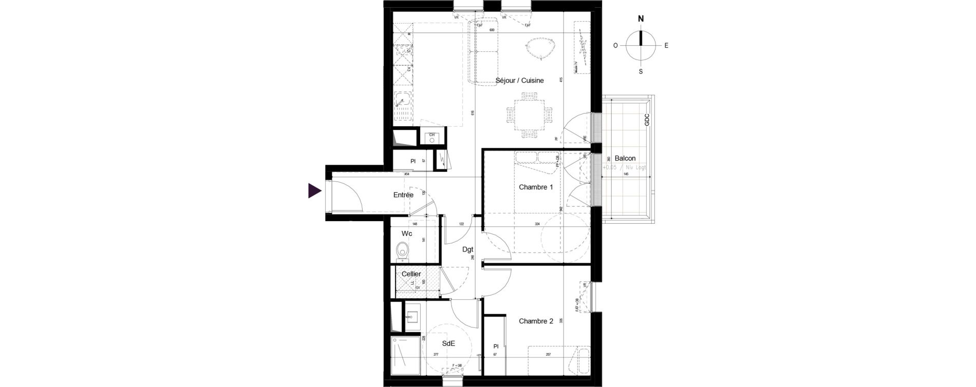Appartement T3 de 65,81 m2 &agrave; Vitr&eacute; Centre