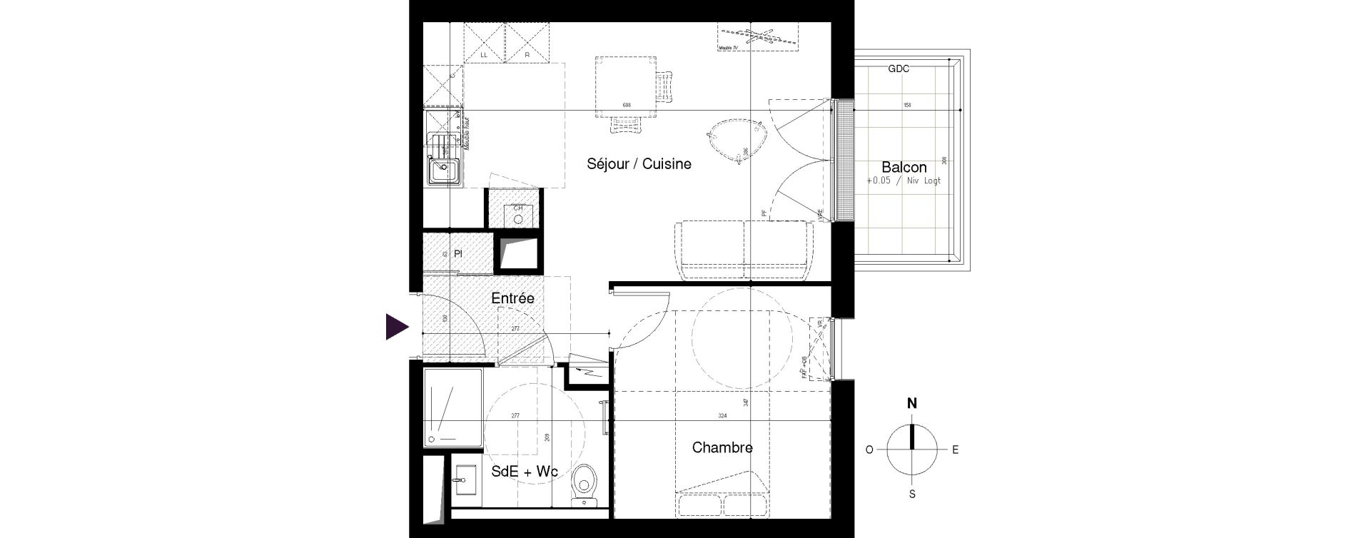 Appartement T2 de 42,53 m2 &agrave; Vitr&eacute; Centre