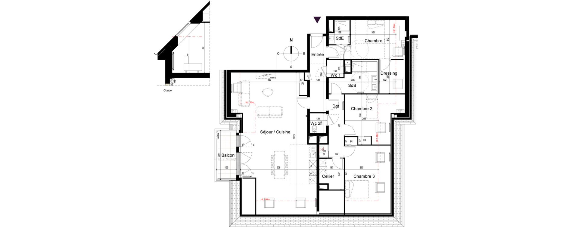 Appartement T4 de 126,19 m2 &agrave; Vitr&eacute; Centre