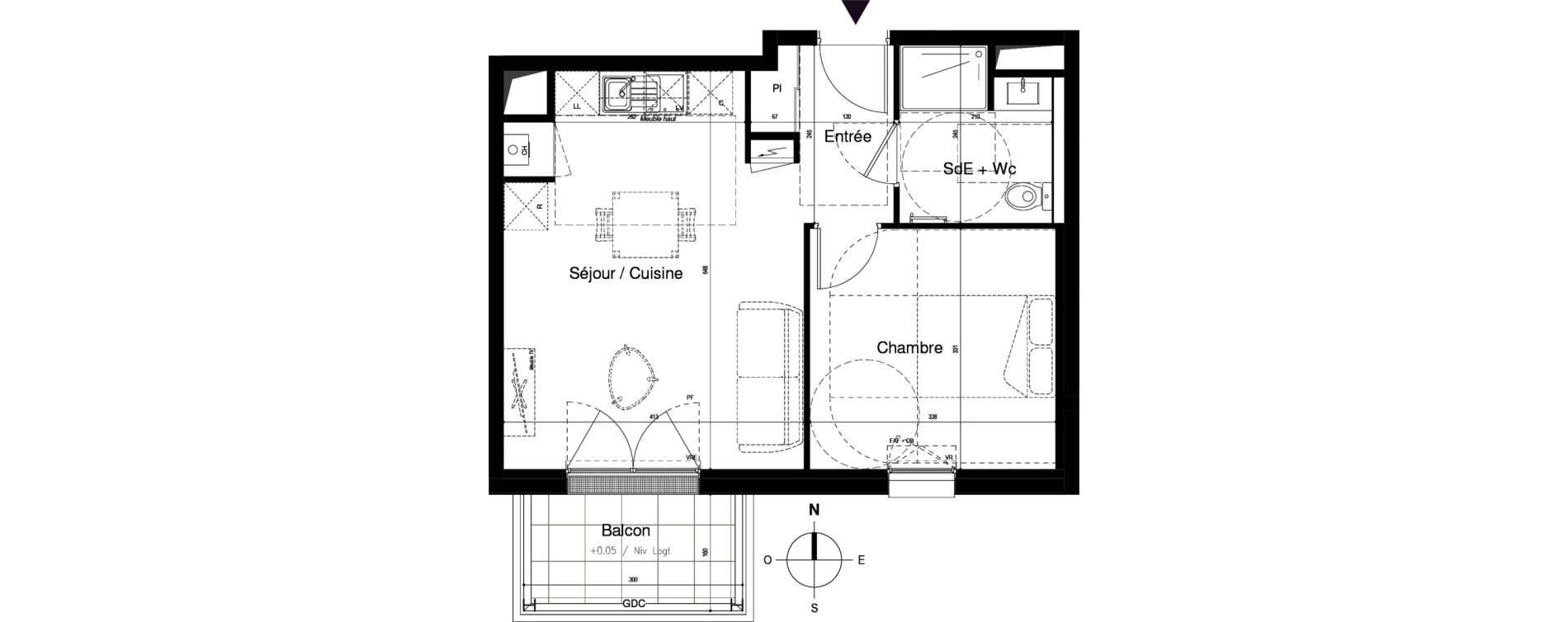 Appartement T2 de 40,78 m2 &agrave; Vitr&eacute; Centre