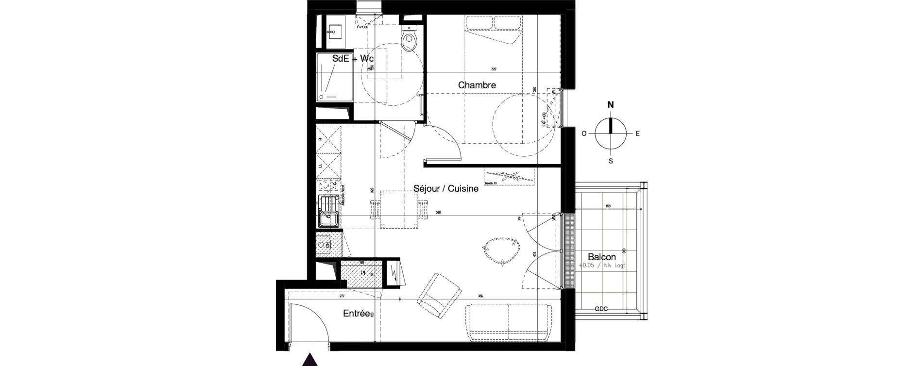 Appartement T2 de 44,97 m2 &agrave; Vitr&eacute; Centre