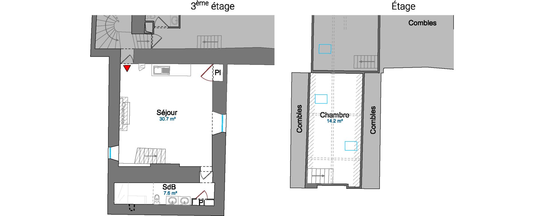 Duplex T2 de 52,50 m2 &agrave; Vitr&eacute; Centre