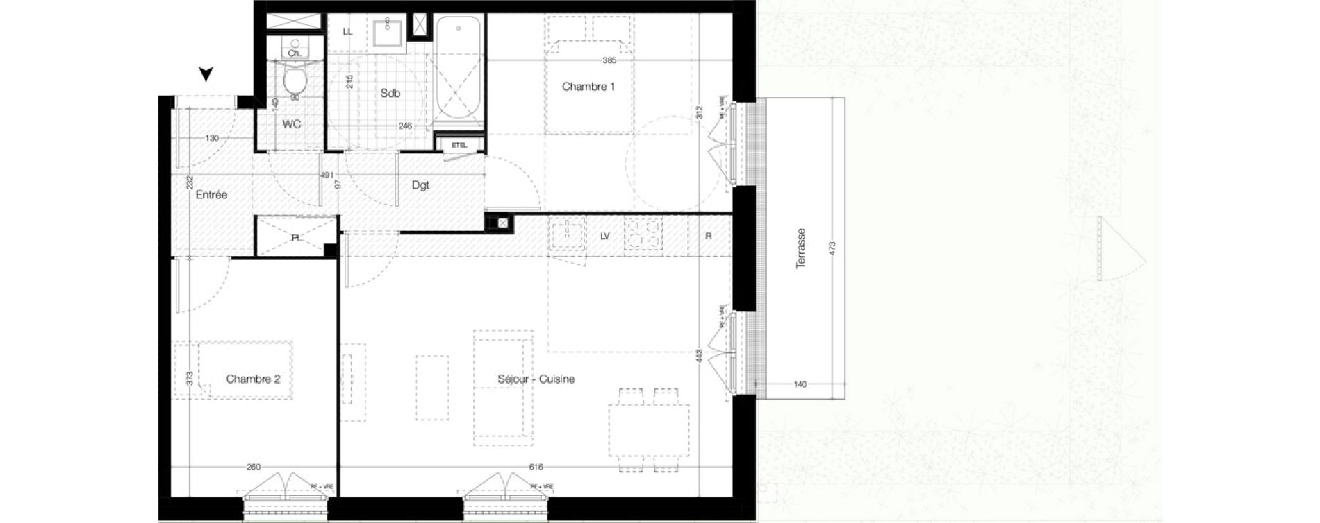 Appartement T3 de 62,30 m2 &agrave; Vitr&eacute; Champ de foire - la fleuriais