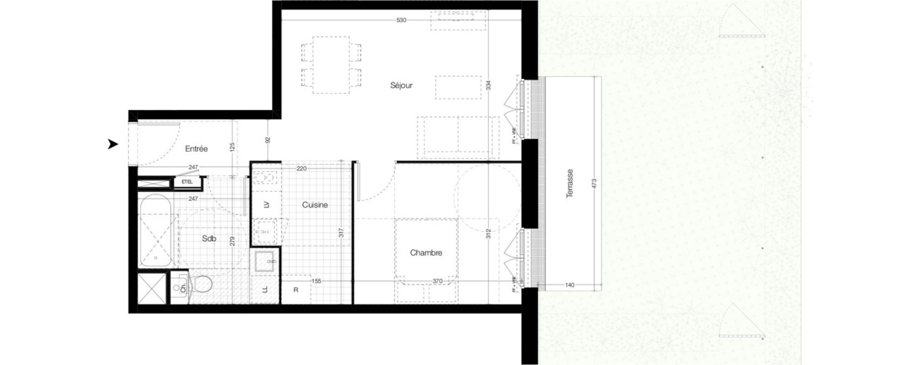 Appartement T2 de 45,40 m2 &agrave; Vitr&eacute; Champ de foire - la fleuriais