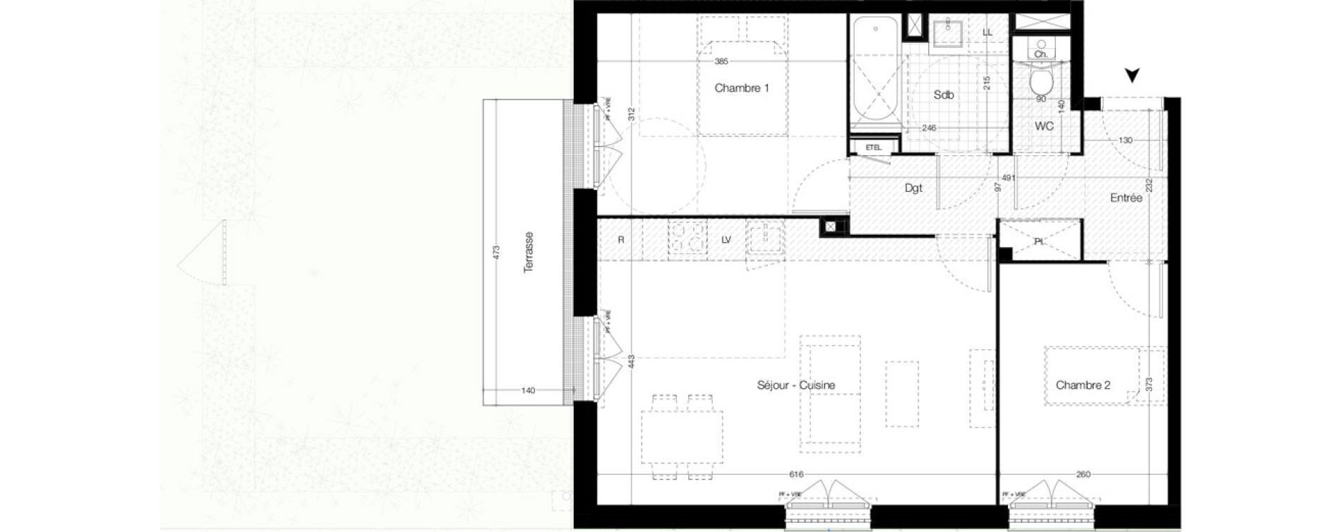 Appartement T3 de 62,30 m2 &agrave; Vitr&eacute; Champ de foire - la fleuriais