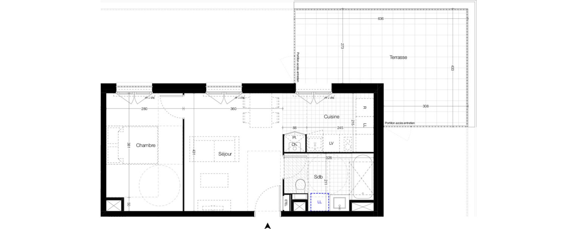 Appartement T2 de 40,30 m2 &agrave; Vitr&eacute; Champ de foire - la fleuriais