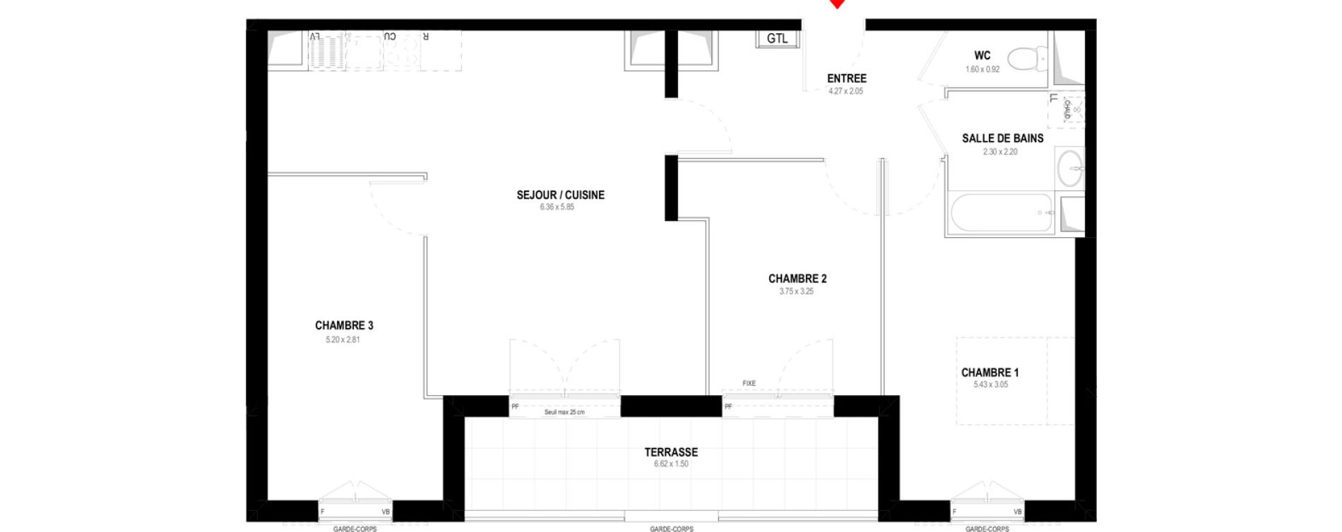Appartement T4 de 81,32 m2 &agrave; Auray Centre