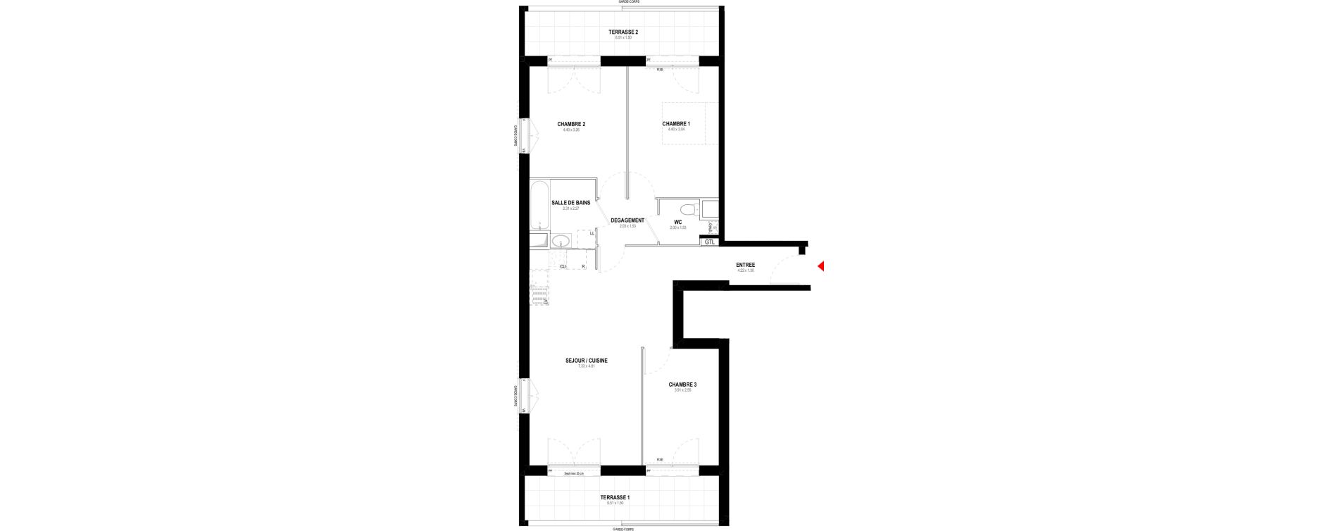 Appartement T4 de 82,35 m2 &agrave; Auray Centre