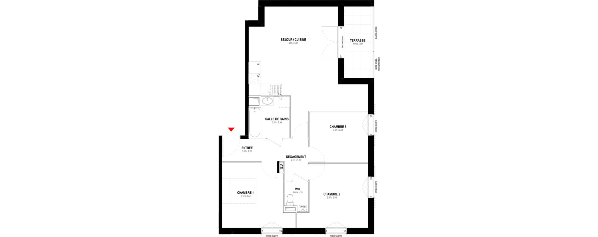 Appartement T4 de 79,08 m2 &agrave; Auray Centre