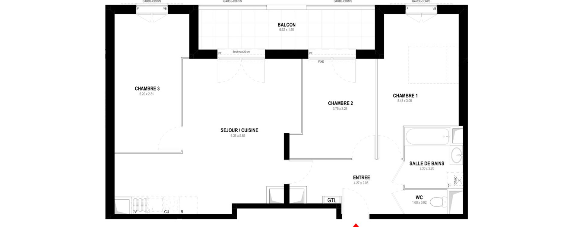 Appartement T4 de 79,76 m2 &agrave; Auray Centre