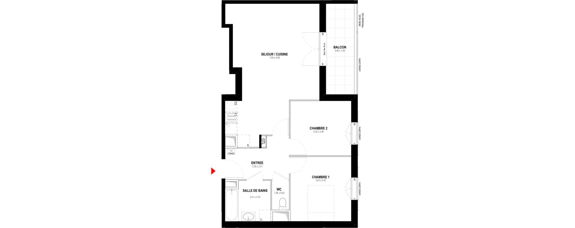 Appartement T3 de 63,04 m2 &agrave; Auray Centre
