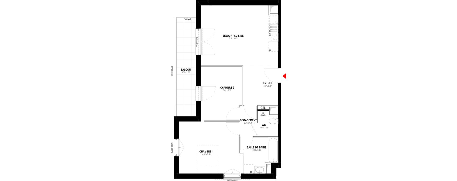 Appartement T3 de 61,04 m2 &agrave; Auray Centre