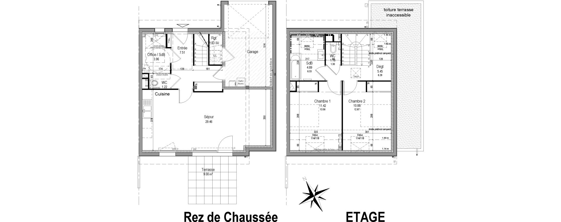 Maison T3 de 75,92 m2 &agrave; Baden Centre